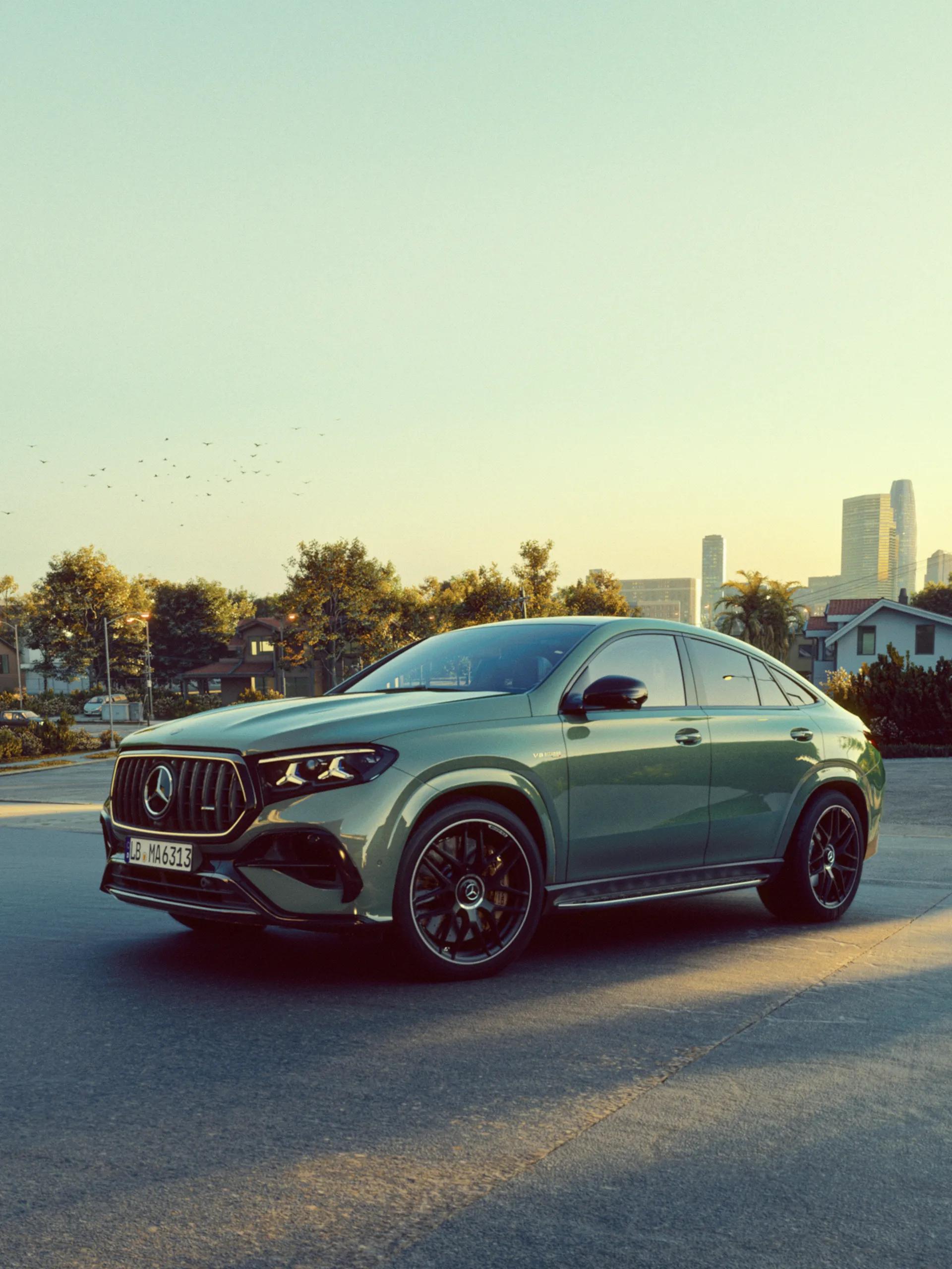 The Mercedes-AMG GLE 53 Hybrid Coupé in an urban setting