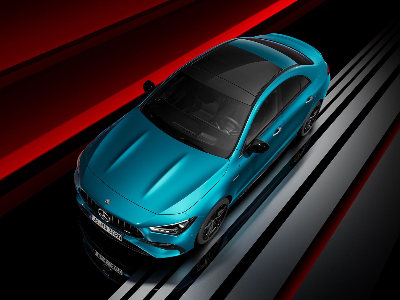 The Mercedes-AMG CLA 35 Coupé from above.