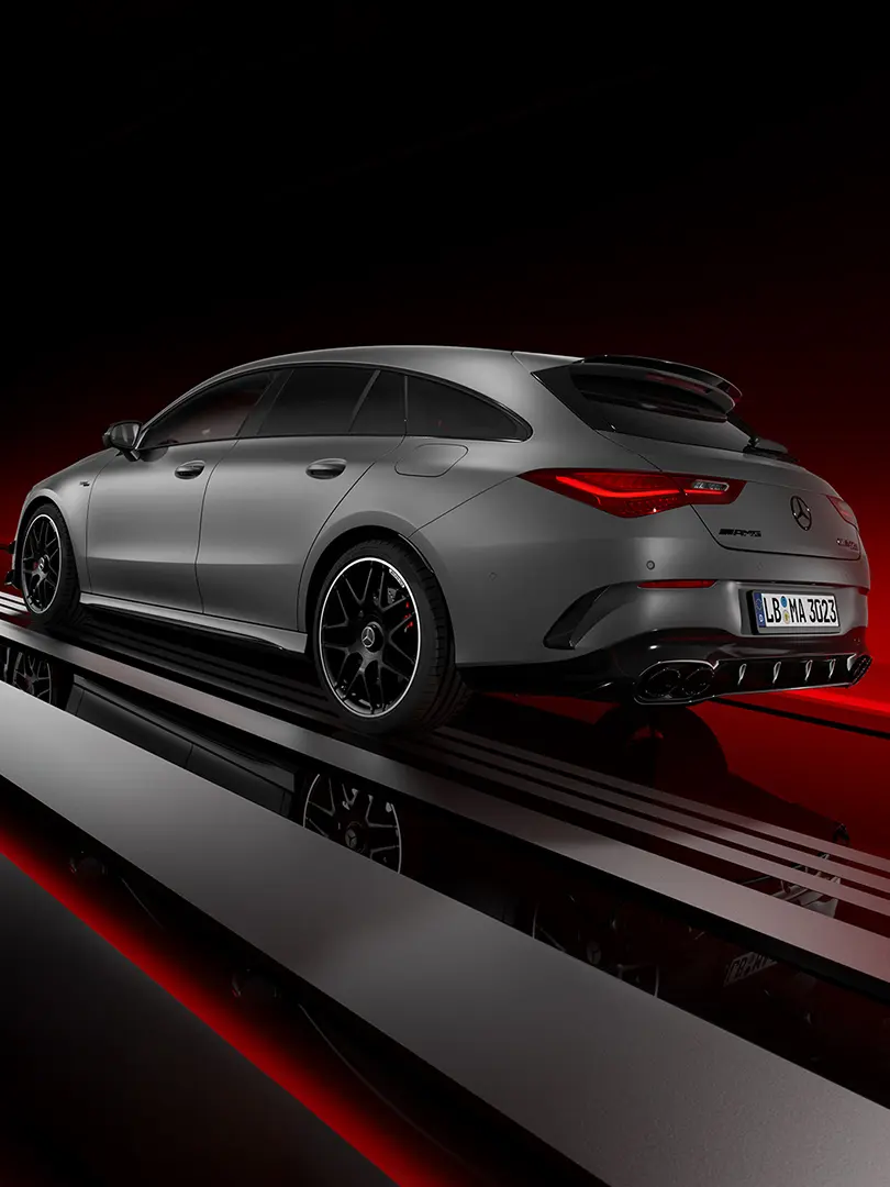 A Mercedes-AMG CLA 45 S Shooting Brake in profile view.