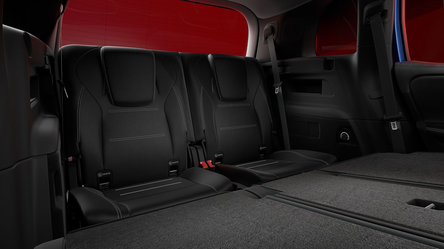 View of the luggage space of the Mercedes-AMG GLB 35 SUV.