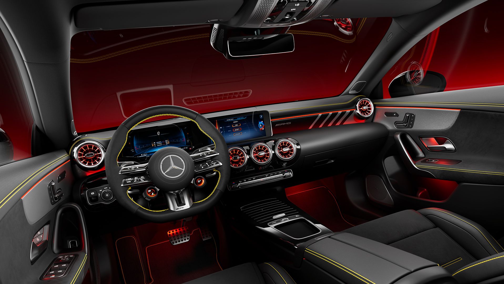 Interior of the Mercedes-AMG CLA 45 S Coupé.