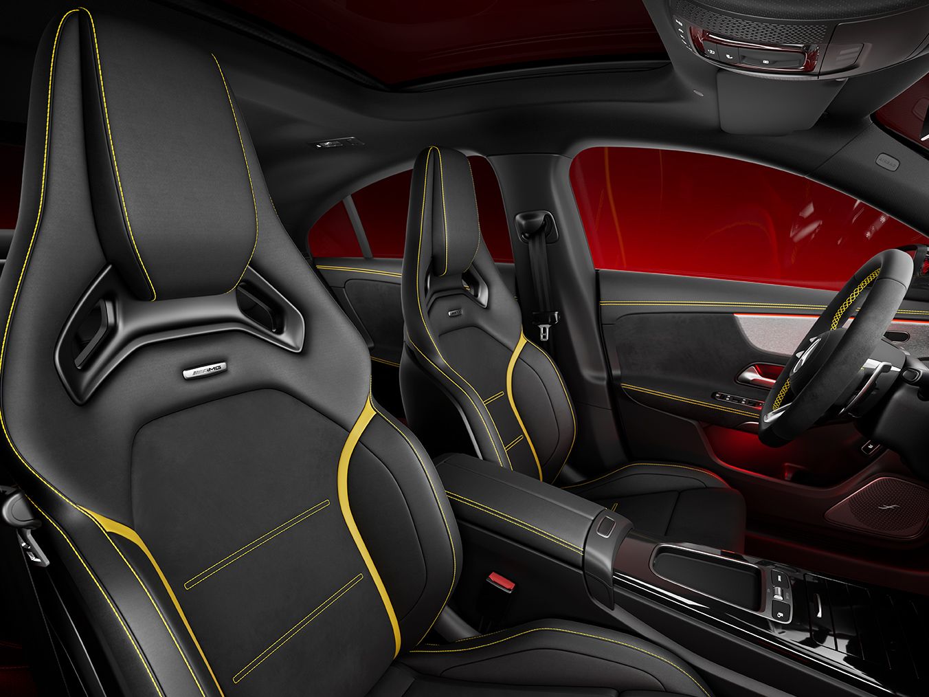 Performance seats of the Mercedes-AMG CLA 45 S Coupé.