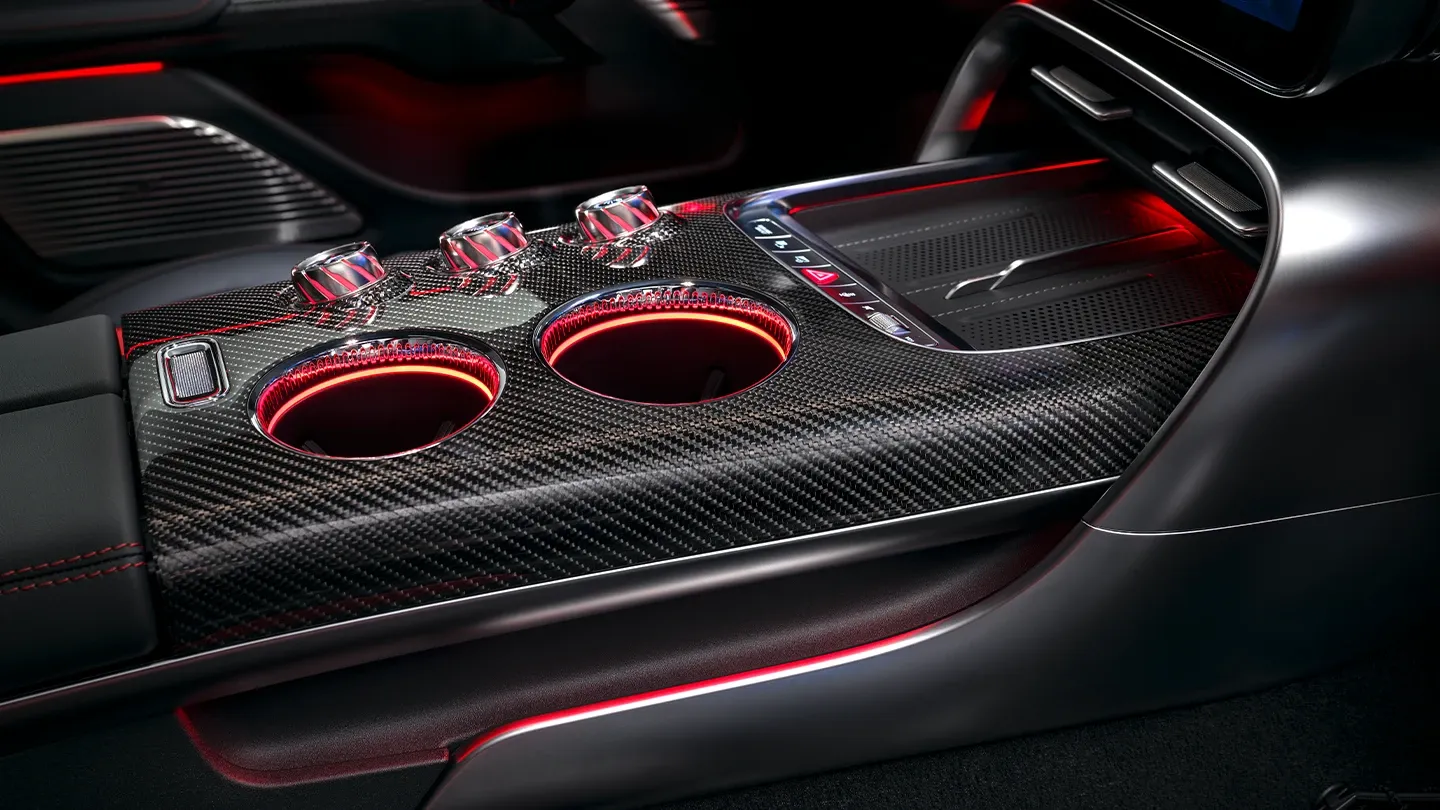 Close-up of the centre console