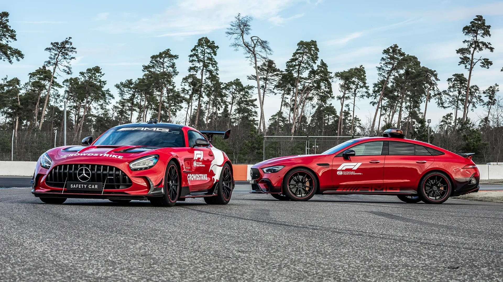 Safety Car and Medical Car on track.