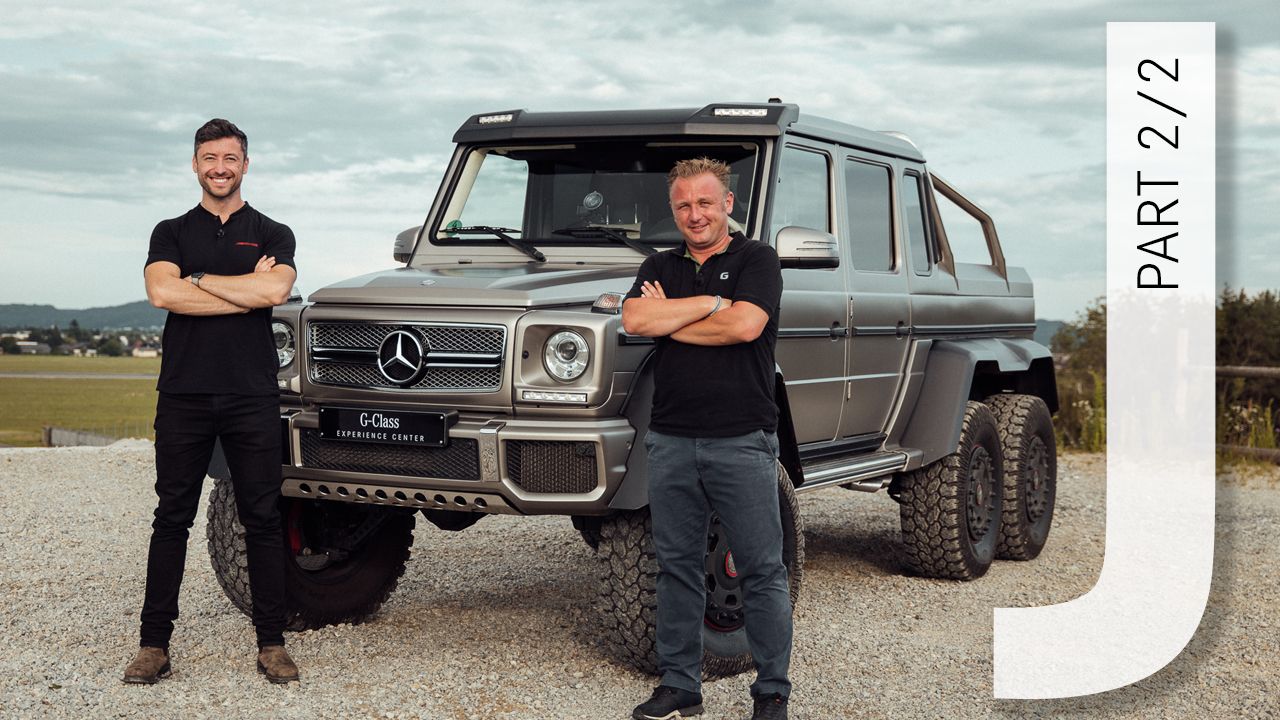 Felix and Marc in front of a Mercedes-Benz G 63 AMG 6x6