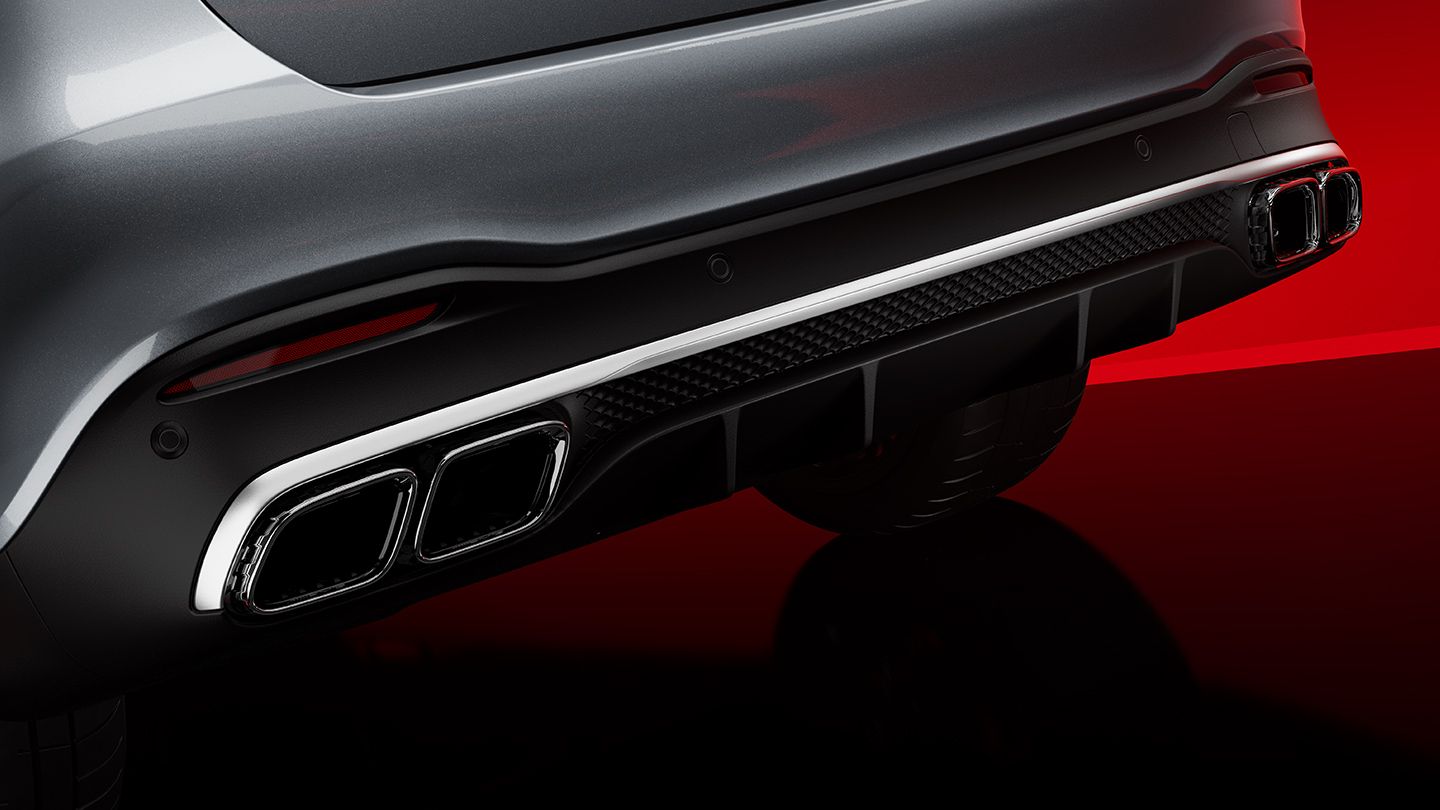 The exhaust pipes of the new Mercedes-AMG GLS 63 SUV.