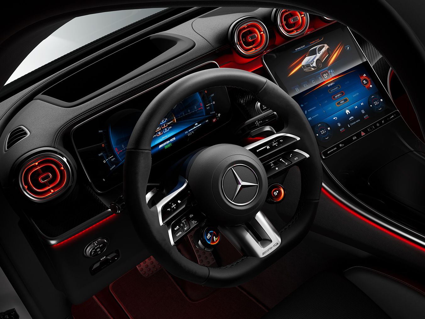 Steering wheel of the Mercedes-AMG GLC Coupe 63 S E.