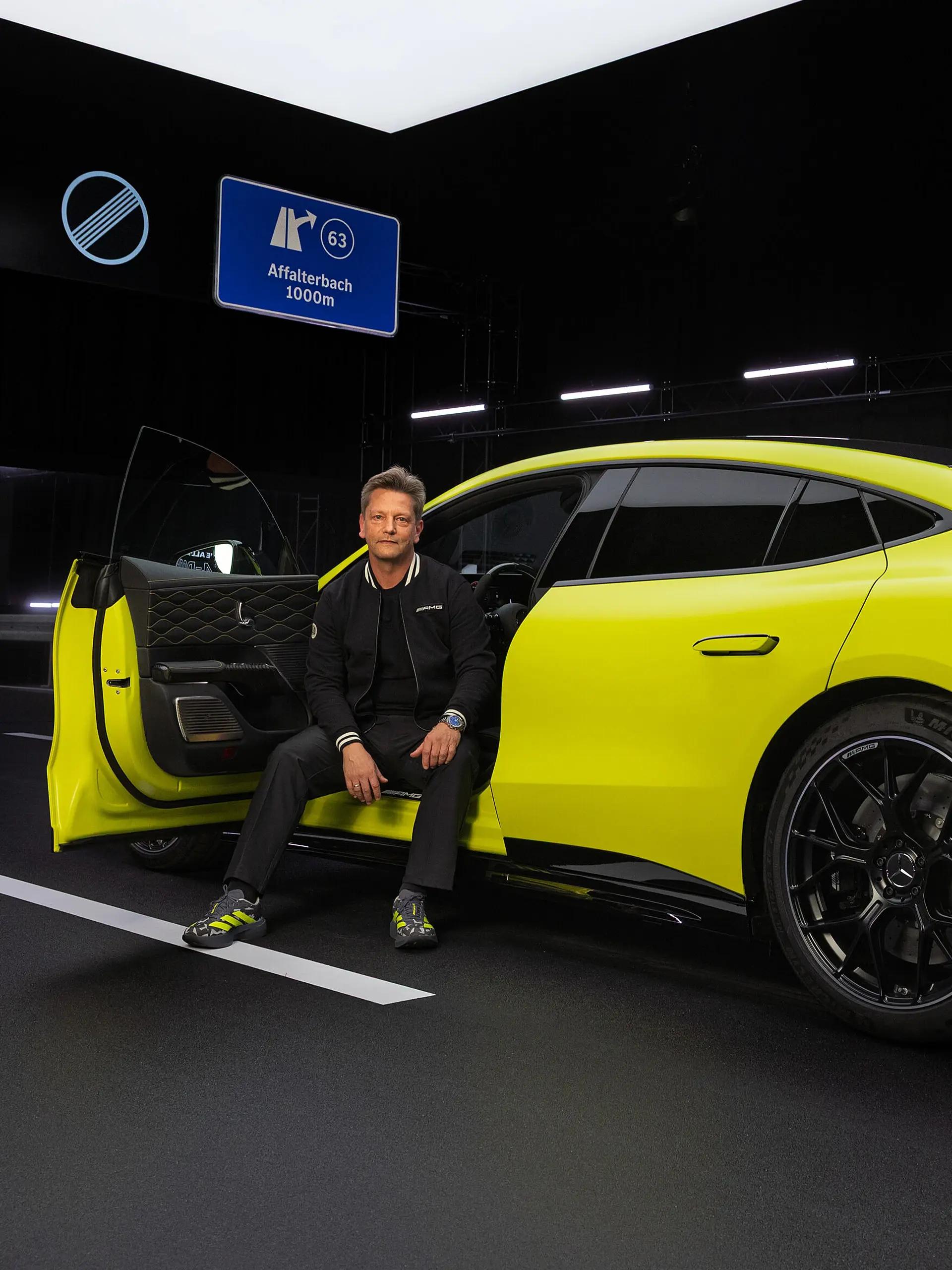 Chief engineer of the AMG.EA platform Oliver Wiech sits in the Mercedes-AMG GT 4-Door Coupé