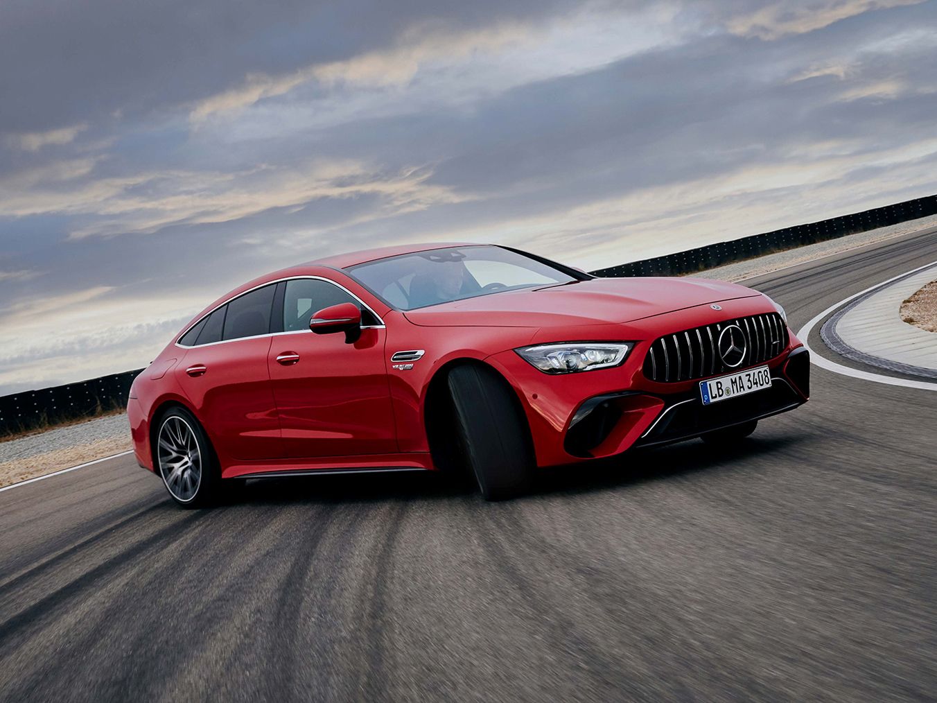 A Mercedes-AMG GT 63 S drifting around a curve