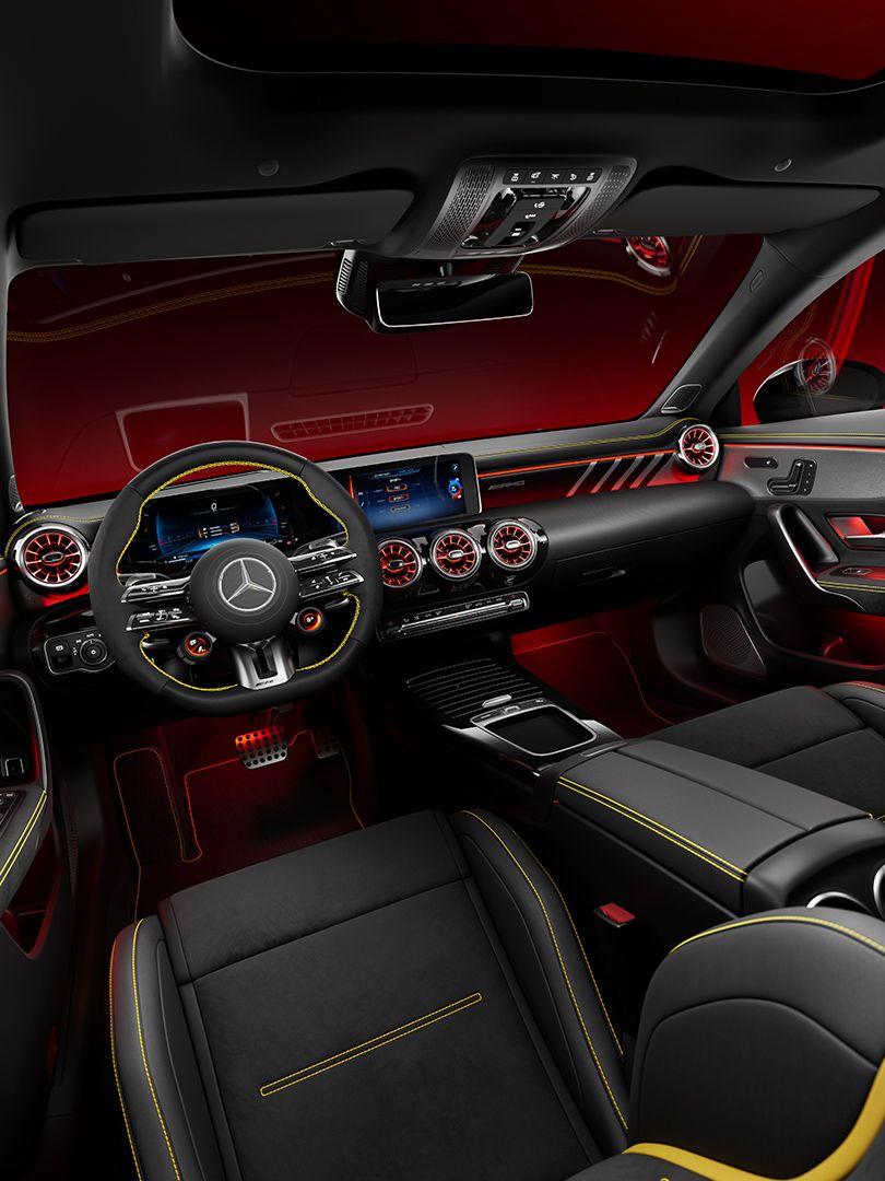 Interior of the Mercedes-AMG CLA 45 S Coupé.