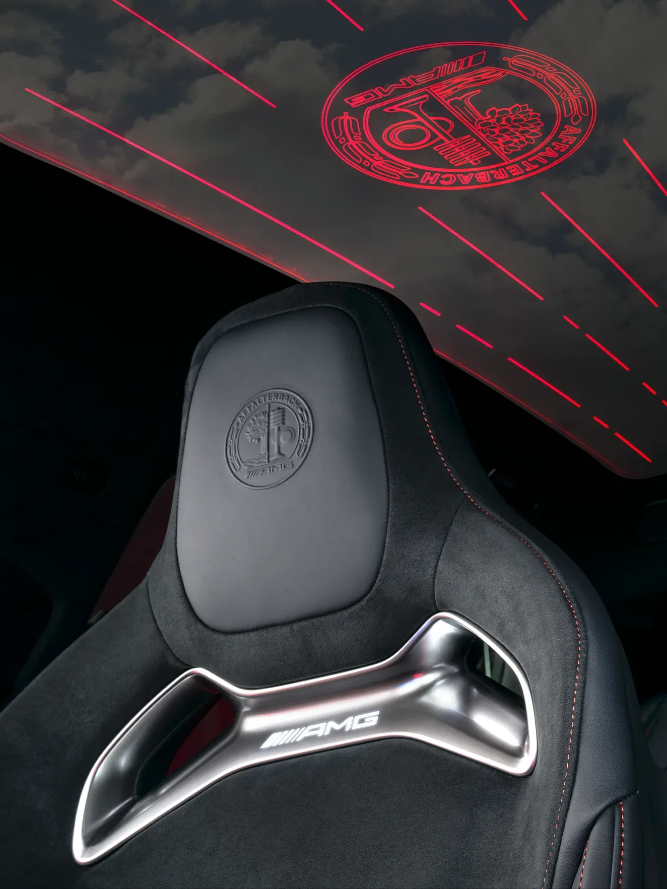 Close-up of the headrest and roof