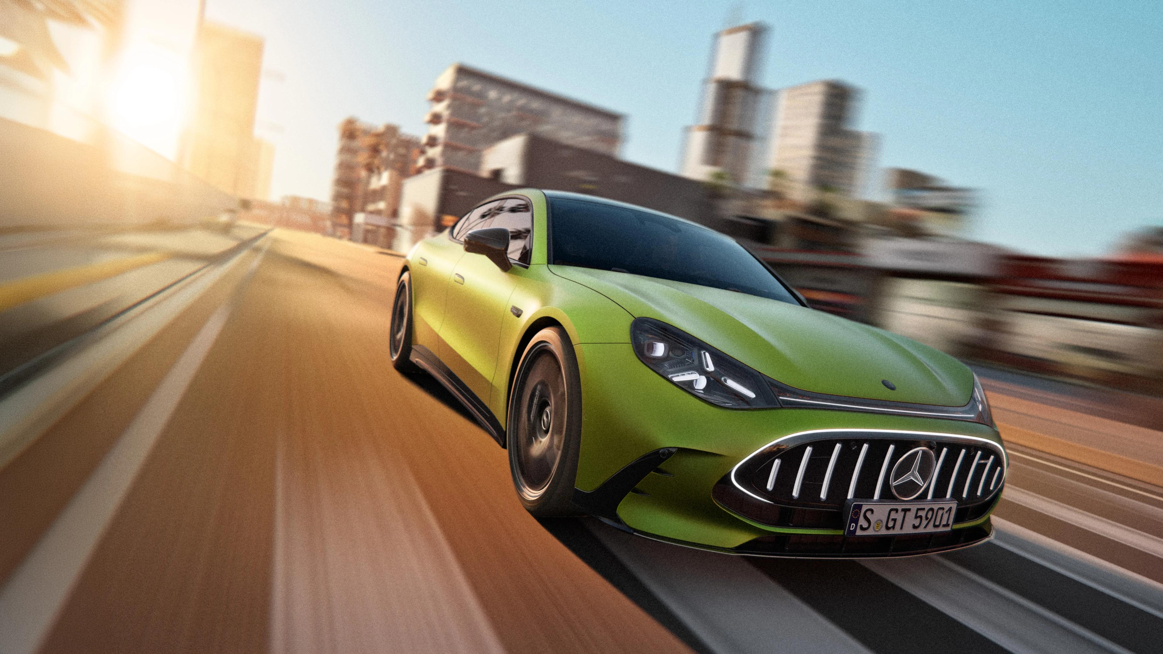 The Mercedes-AMG 4-Door Coupé in an urban setting