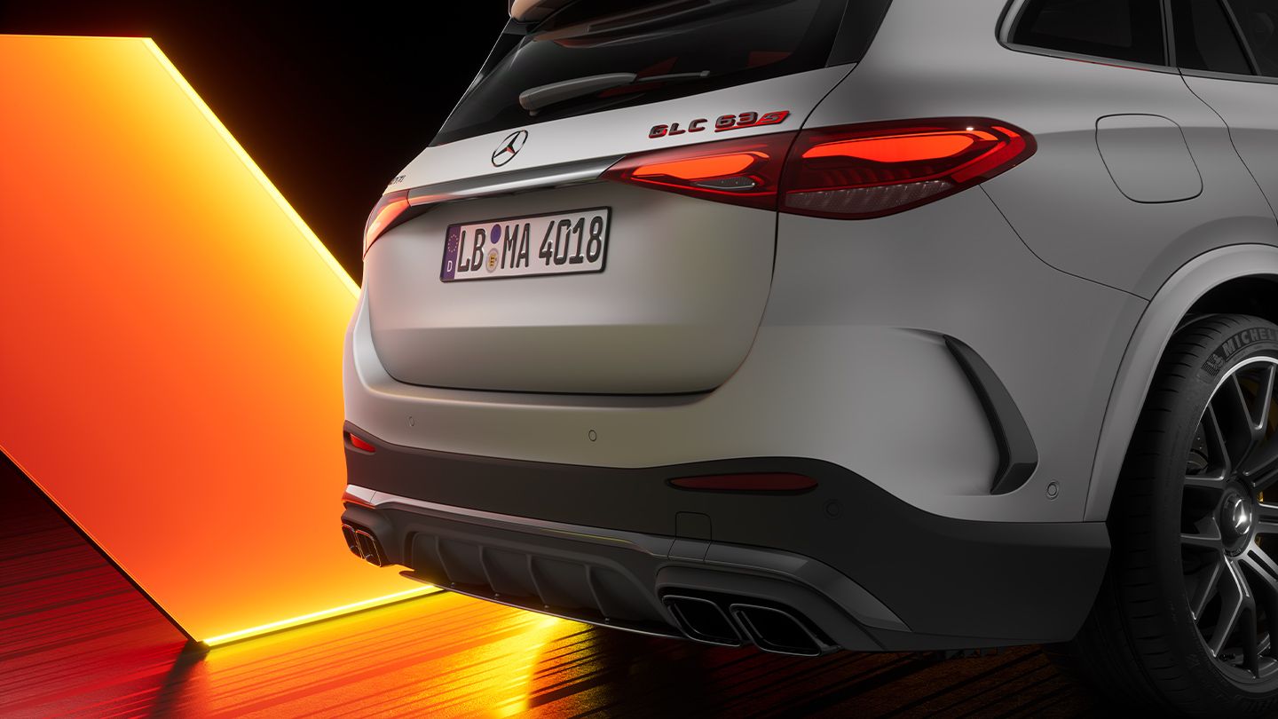 Rear of the special edition of the new Mercedes-AMG GLC 63 S E PERFORMANCE.