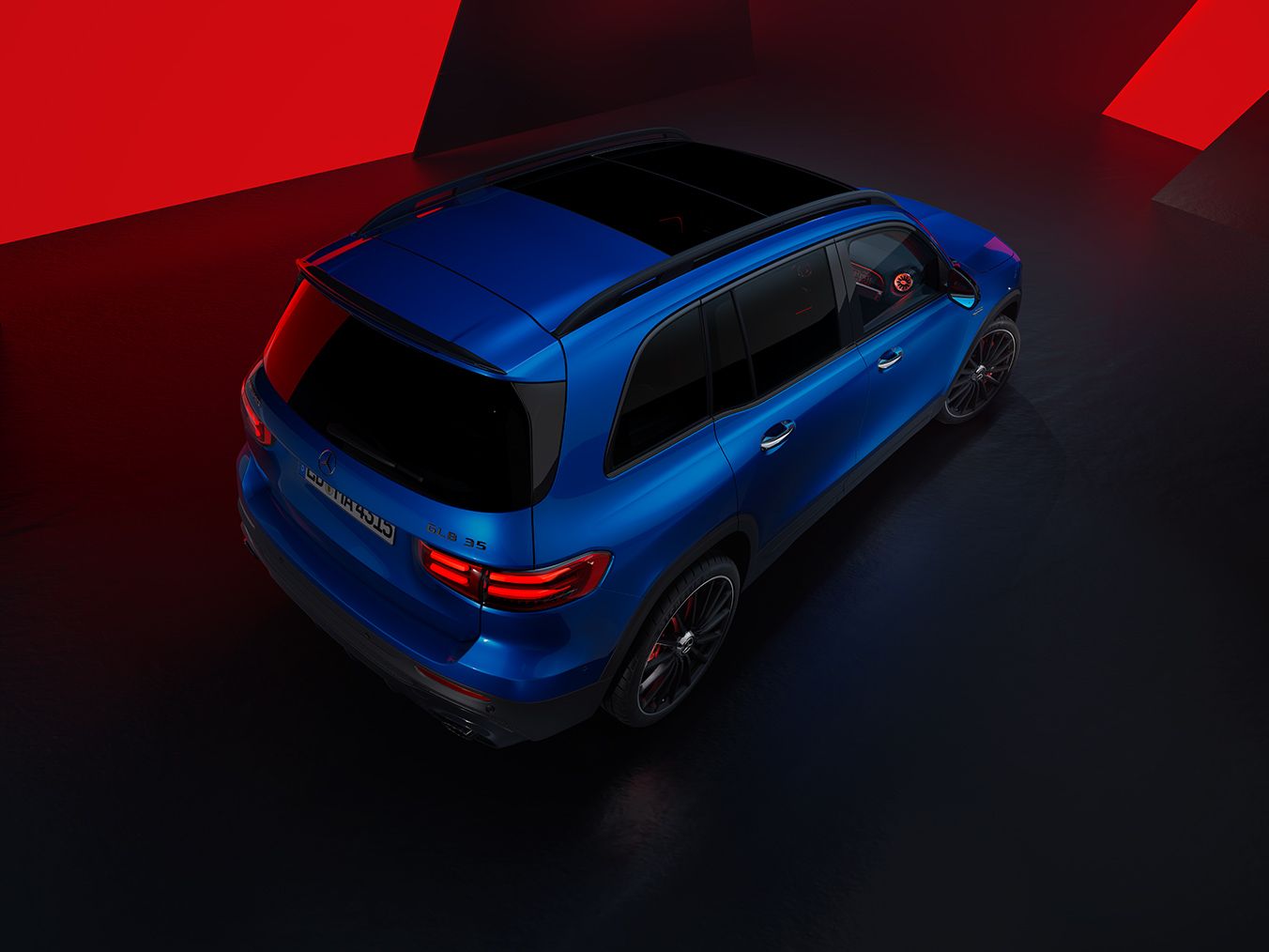 Mercedes AMG GLB 35 SUV from above.